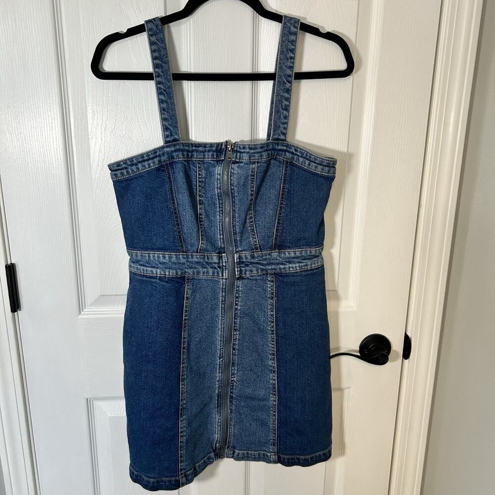 Wild Fable Blue Denim Zip Front Color block Mini Dress Size M